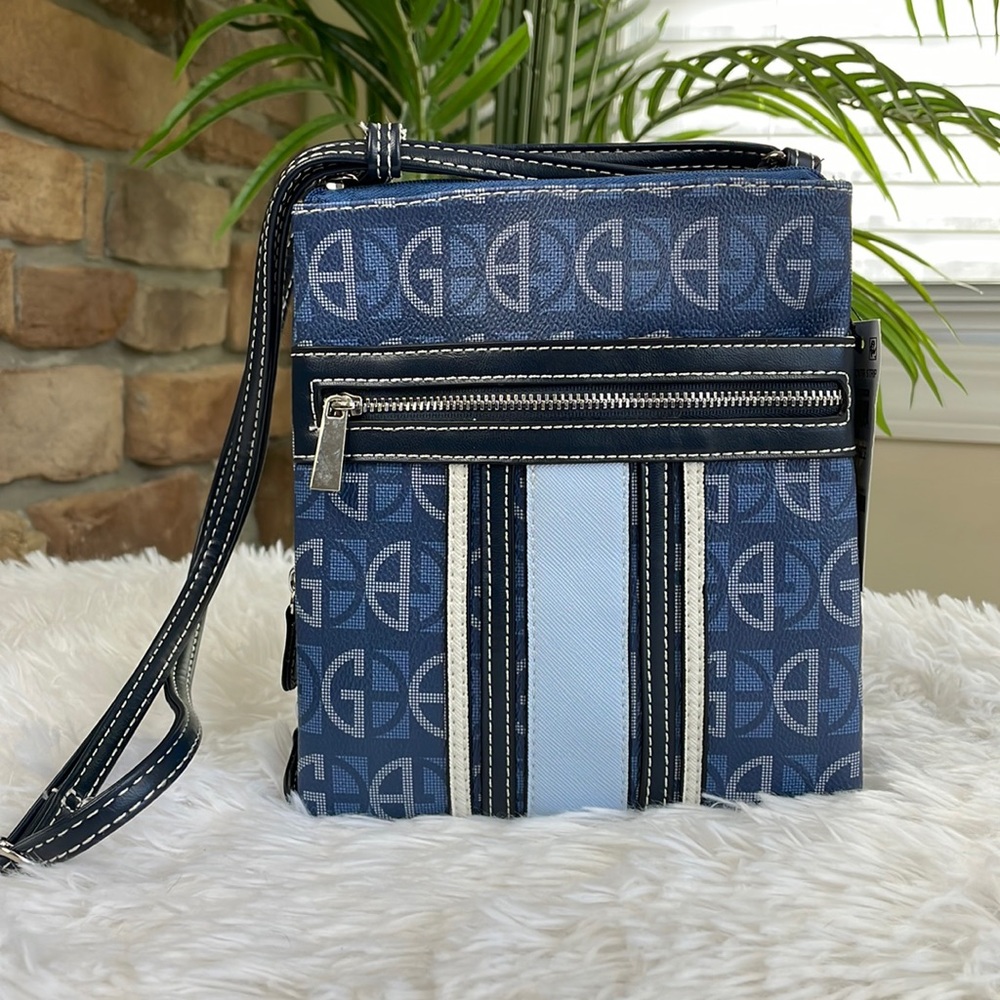 GIANI BERNINI ~ Dasher Center Stripe Faux-Leather Crossbody/Shoulder Bag…